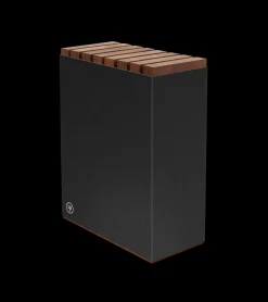 7-Slot Black Aluminum Knife Block with Wood Insert